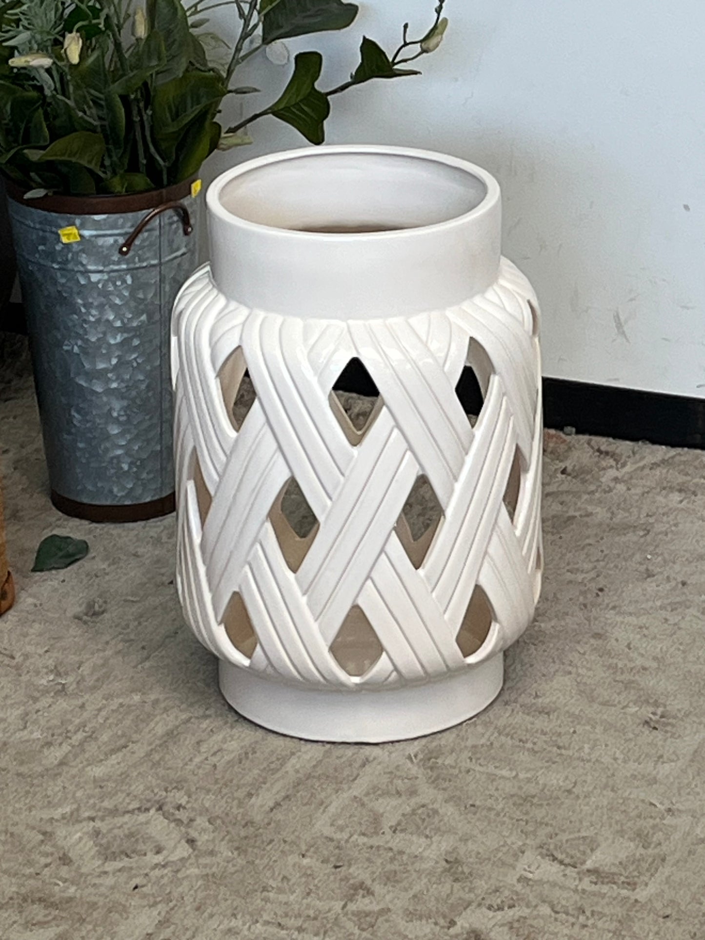 White Glazed Ceramic Vase