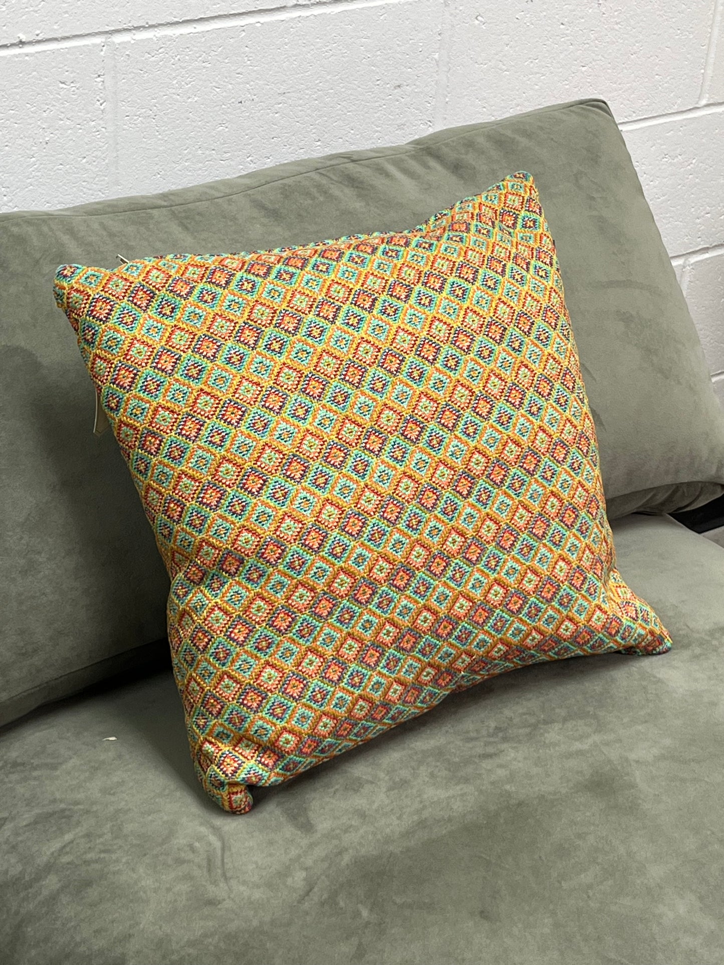 20" Orange Moroccan Style Geometric Pillow
