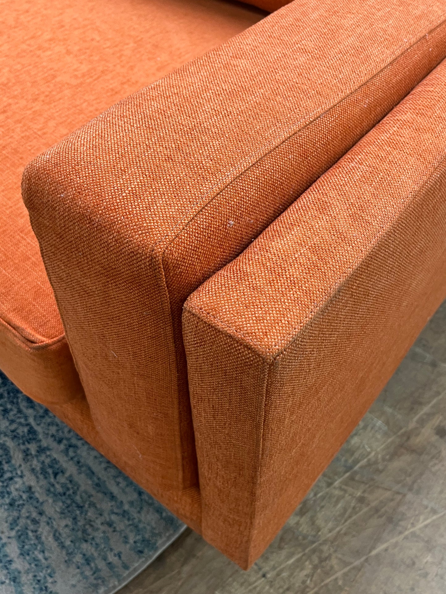 Benchmade Modern Orange Linen Couch