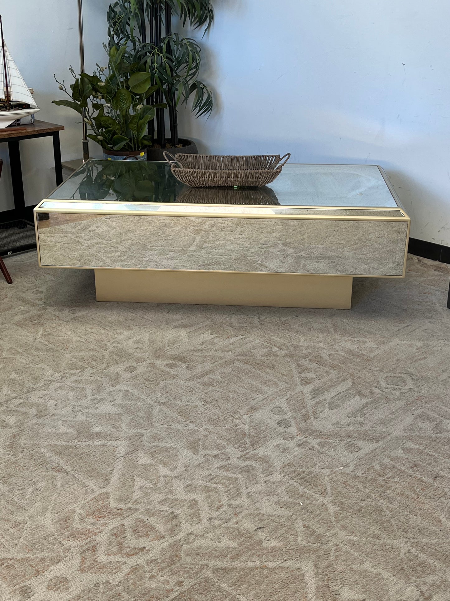 Modern Mirrored Glass Coffee Table