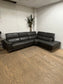 Living Spaces Leather Sectional Couch With Reclining Seat