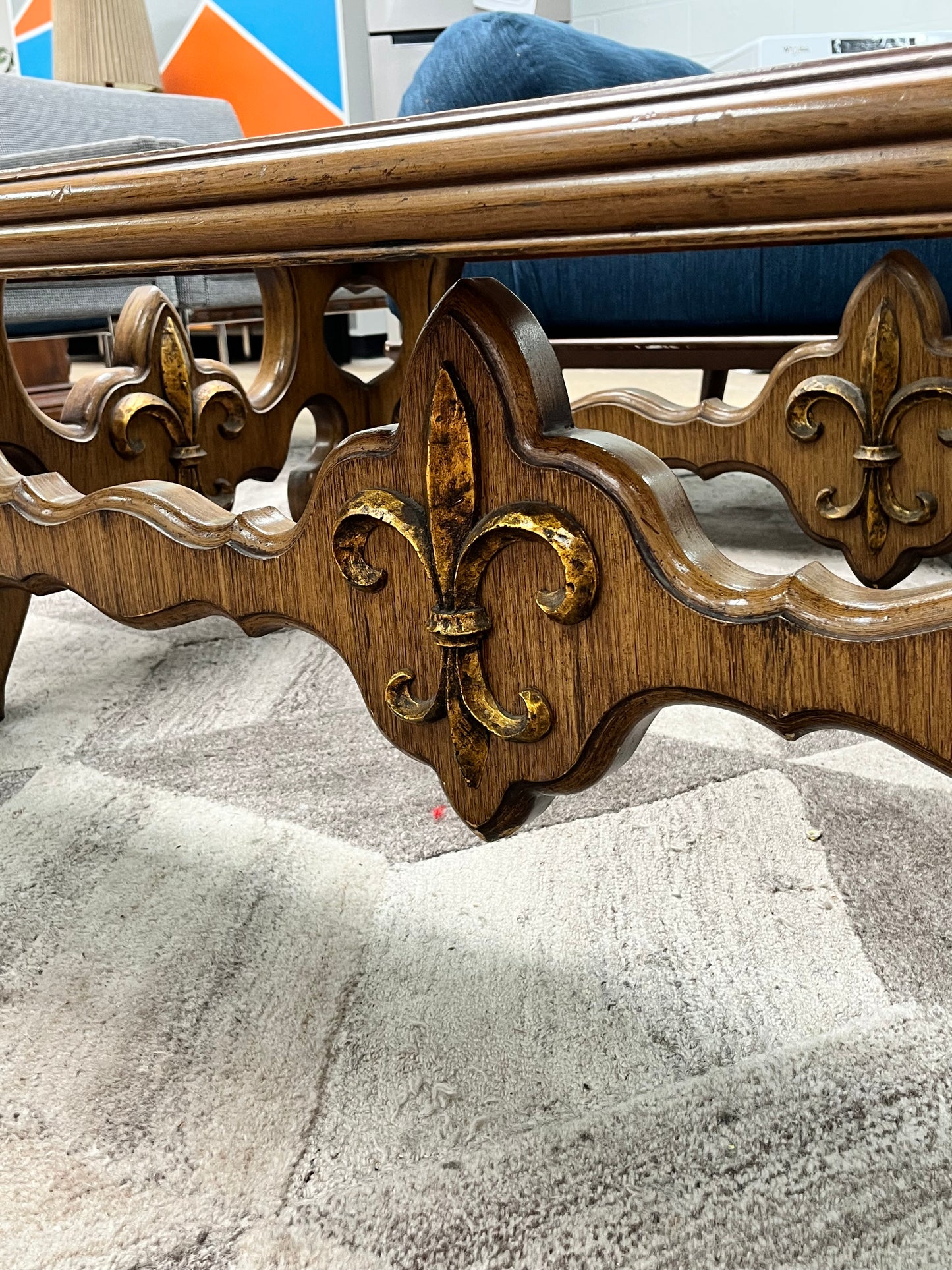 Vintage Wood-Carved Coffee Table