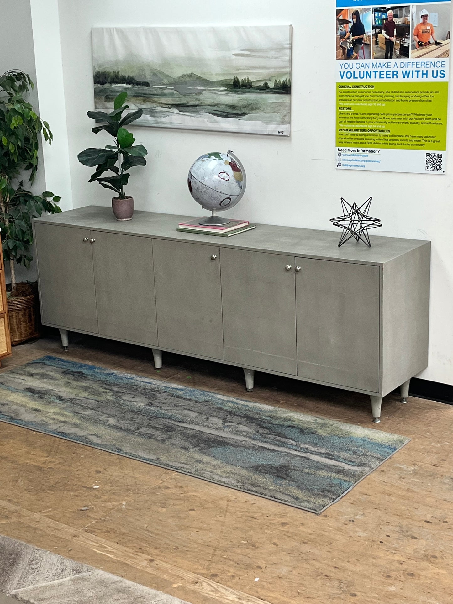Modern Shagreen Grey Credenza