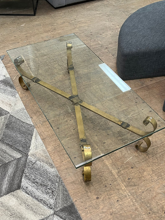 Antique Style Glass Table With Rope Base