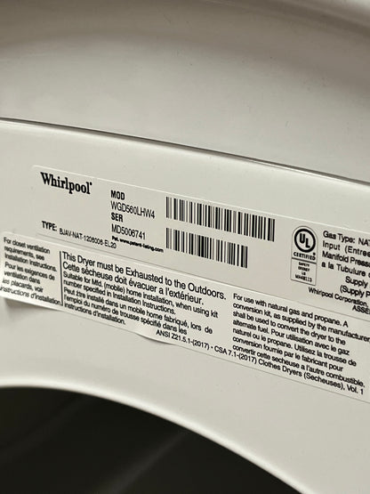 Whirlpool Front Load Long Vent Gas Dryer