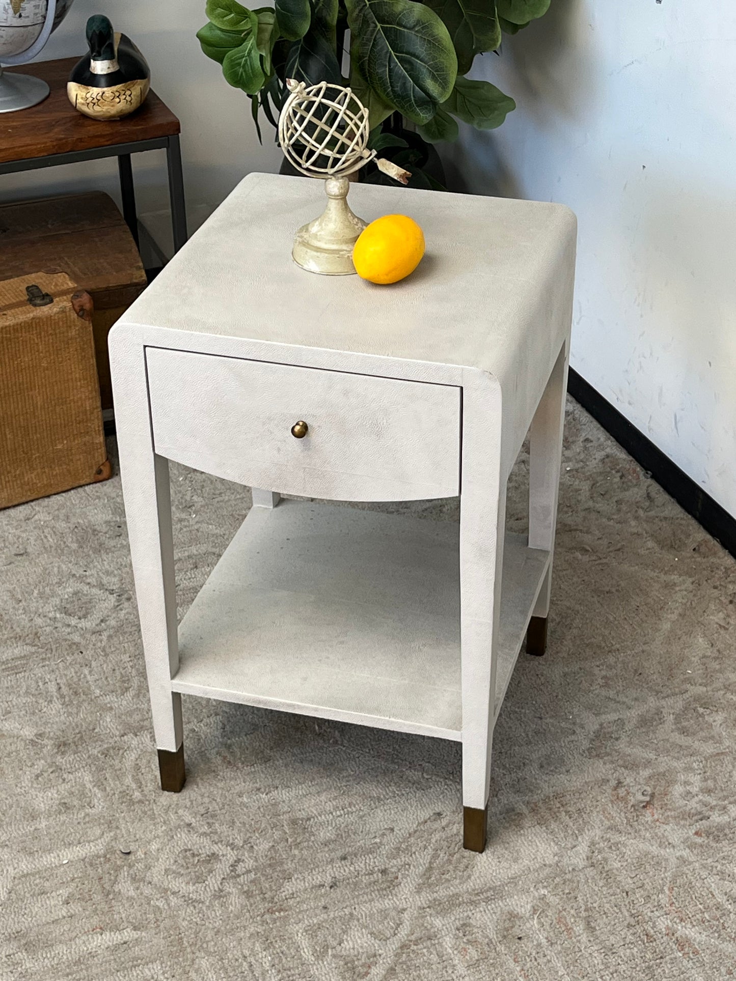 Modern Faux Raffia Nightstand