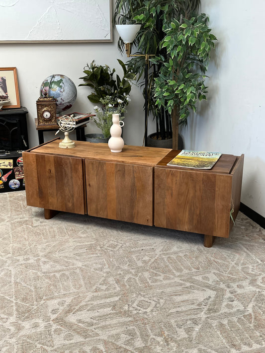 Modern Wooden Media Console With Missing Top