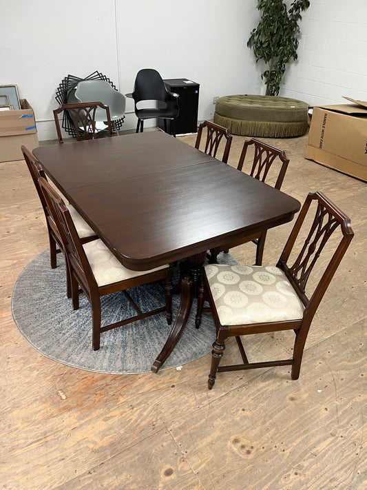 Traditional Style Antique Dining Set w/ 6 Chairs