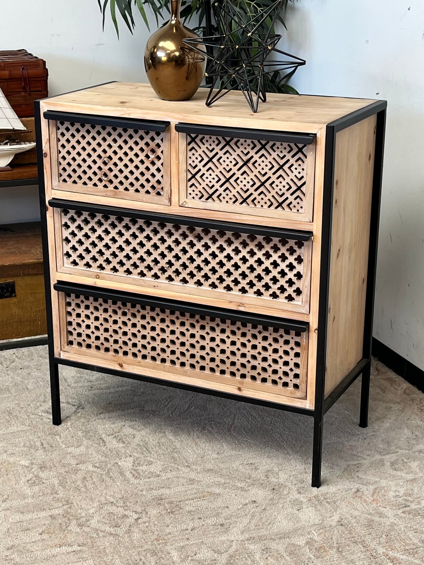 Moroccan Style 4-Drawer Side Table