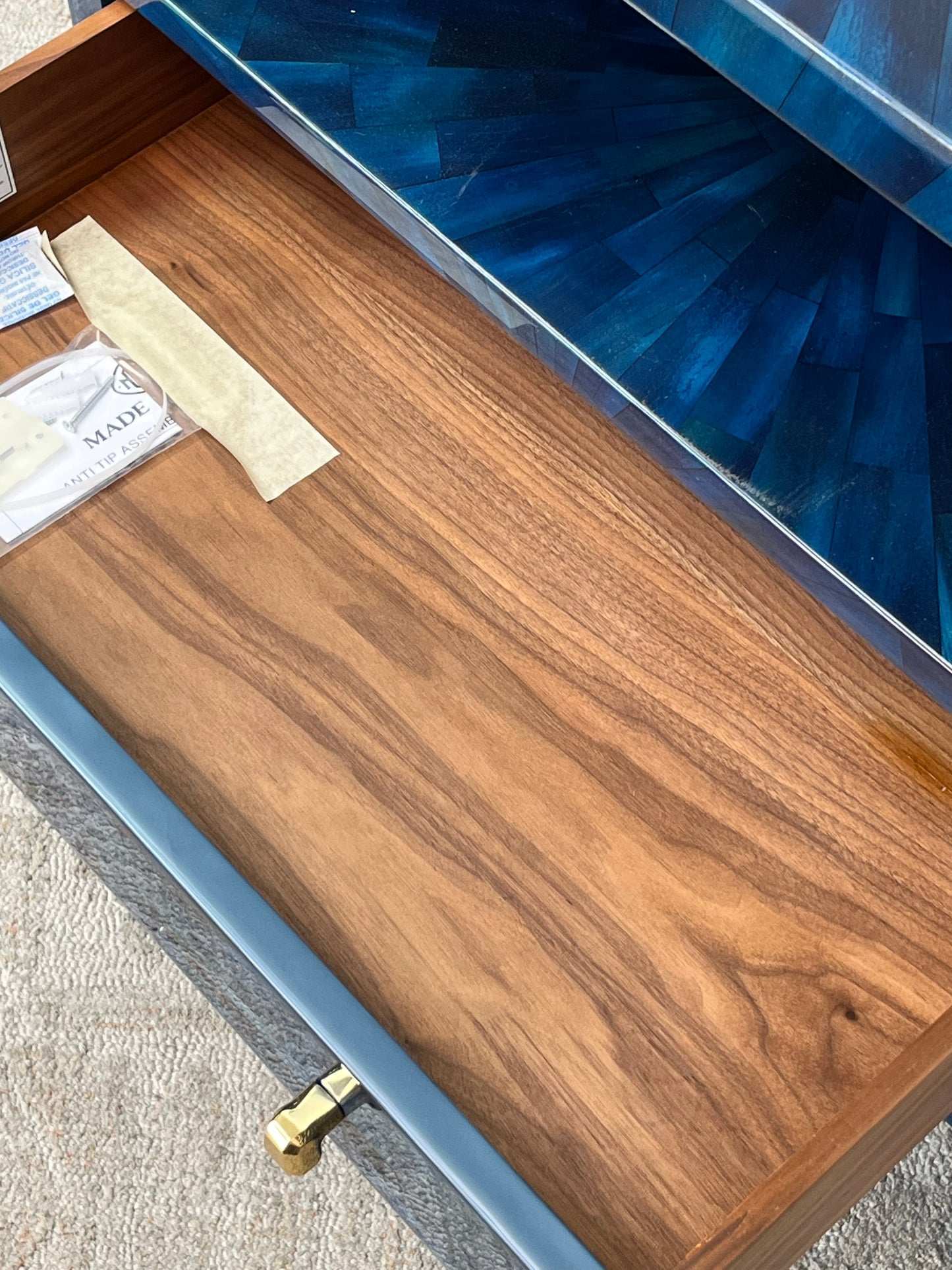 Modern Faux Horn Blue End Table