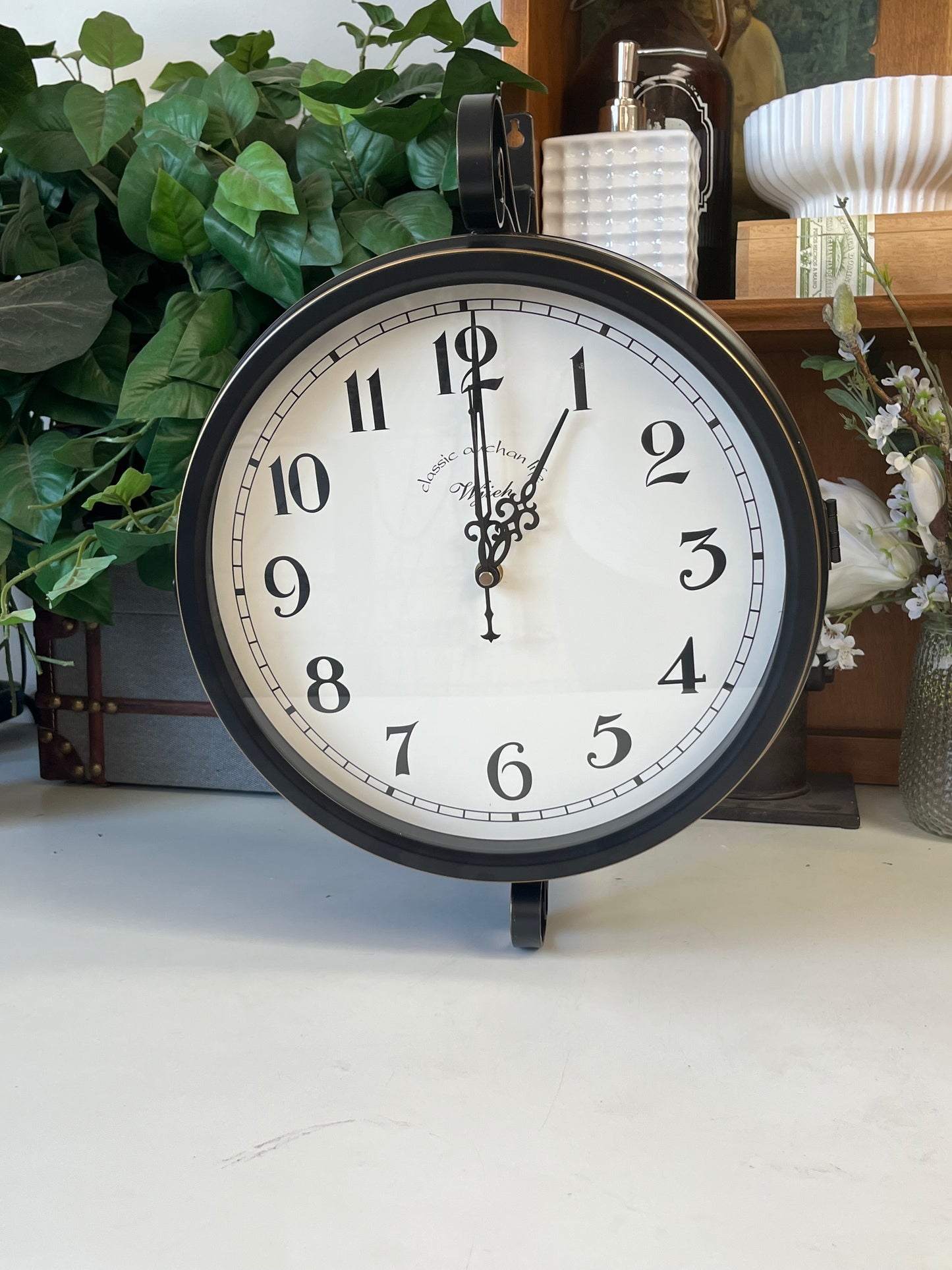Vintage Style Battery Powered Double Sided Wall Clock