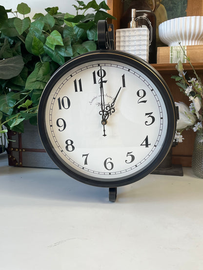 Vintage Style Battery Powered Double Sided Wall Clock