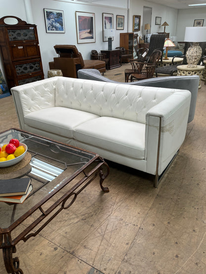 Modern Faux Leather White Sofa