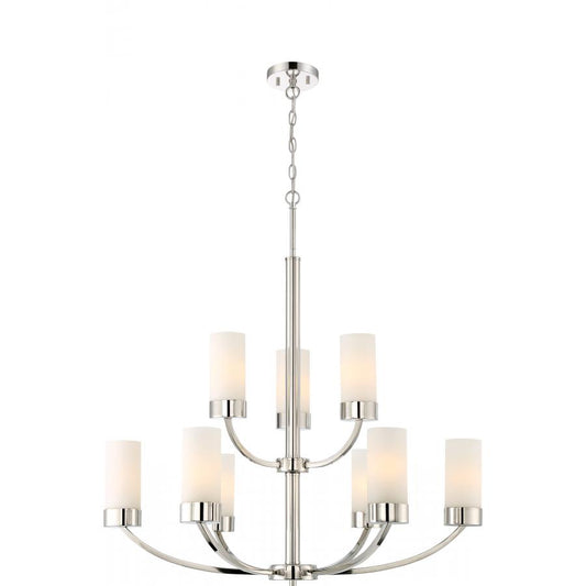 9 Light Chandelier Fixture with Polished Nickel Finish