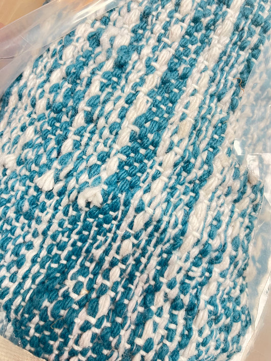 Modern 10ft x 14ft Blue Teal & White Fabric Area Rug