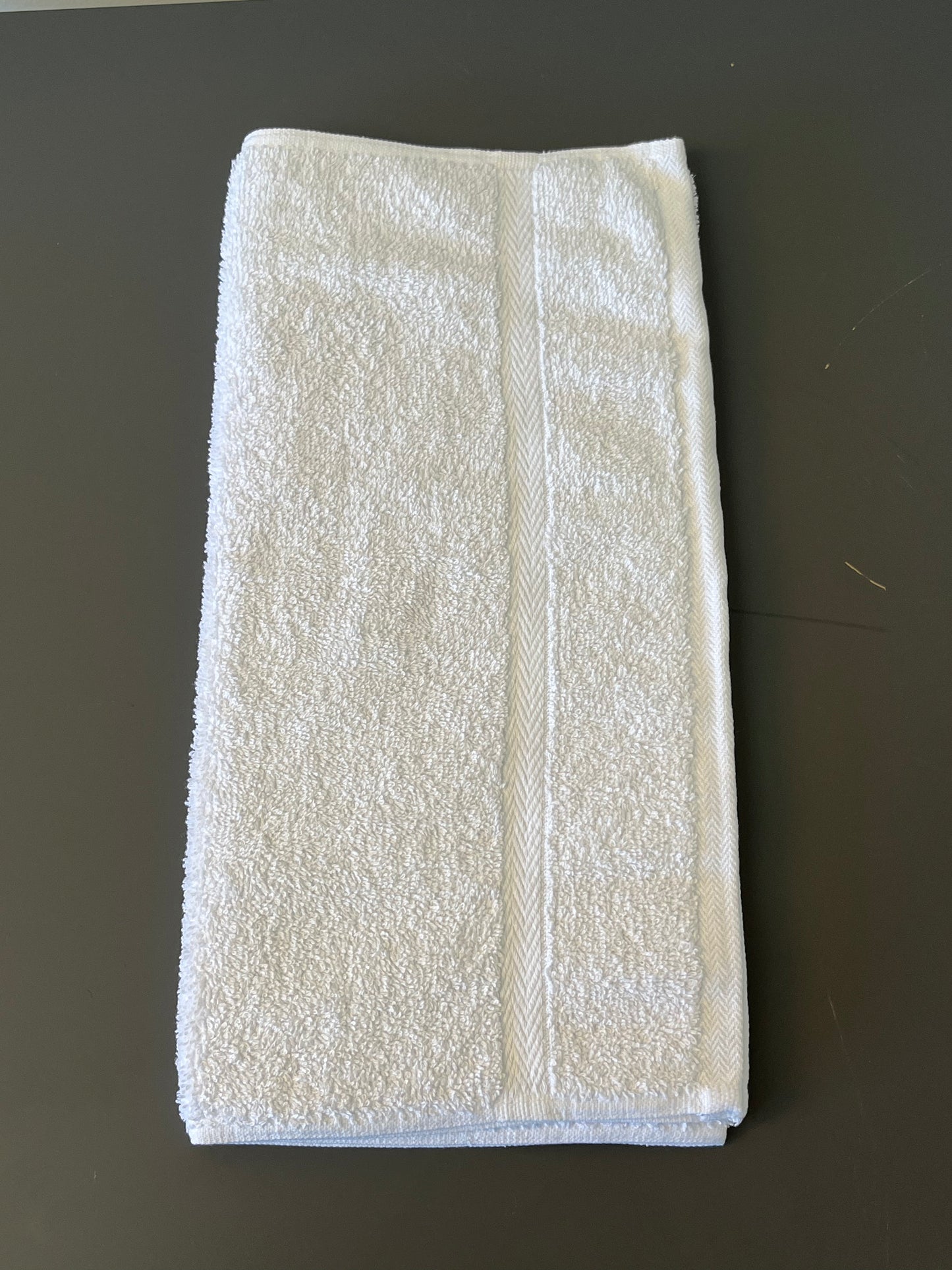 White Hand Towel w/Herringbone Border