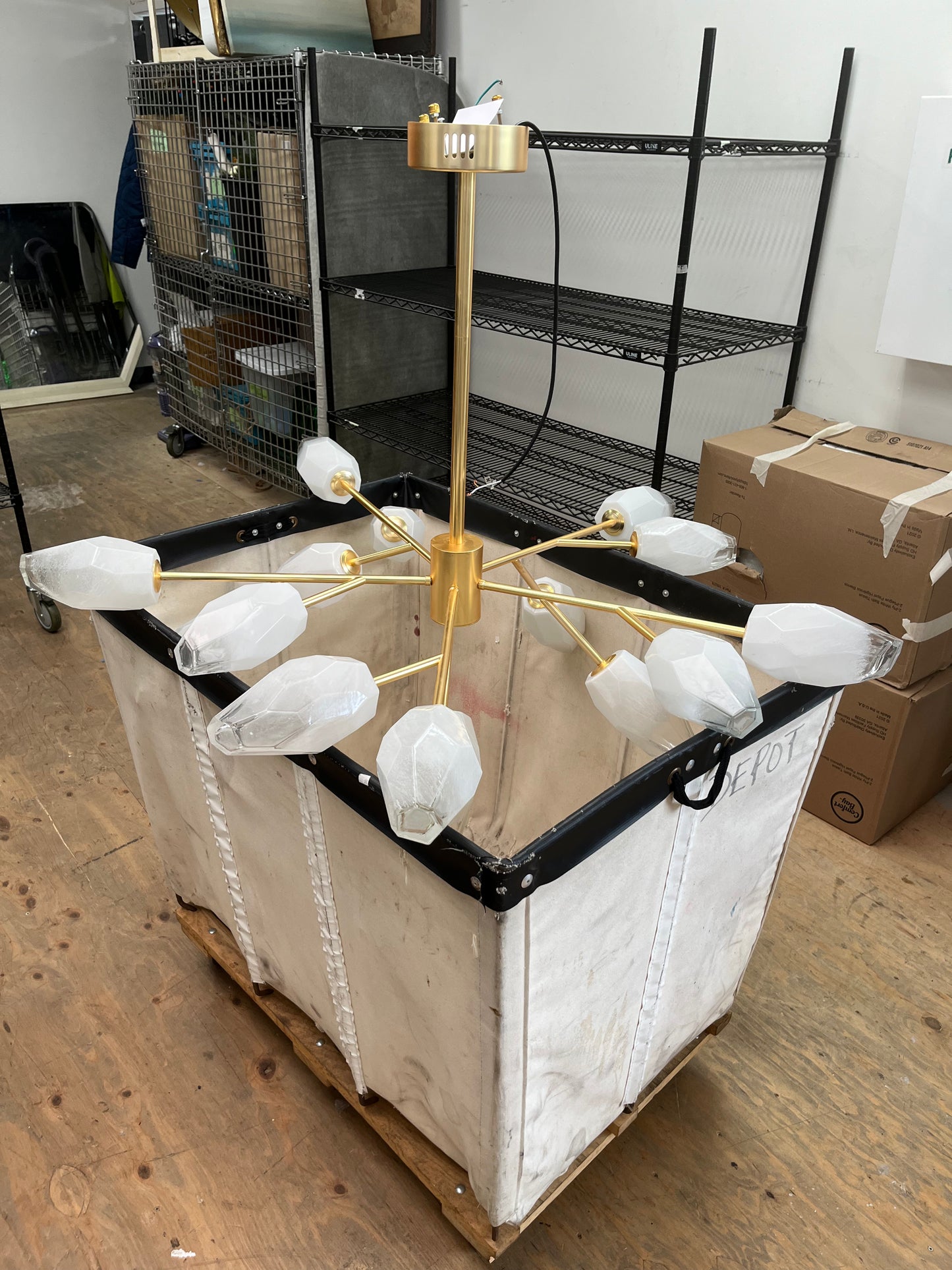 Sputnik Style Brass Tone 15 Bulb Chandelier