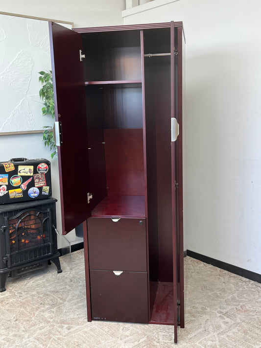 Modern Redwood Office Armoire