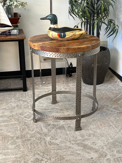 Rustic Style Round Side Table