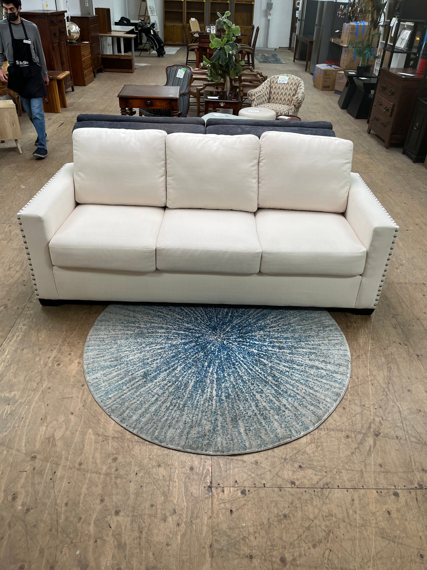 Modern Style White Linen Couch