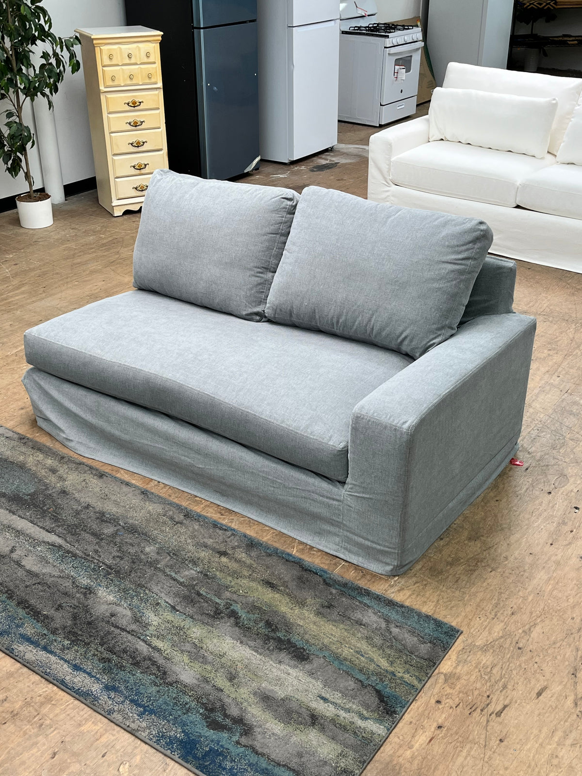 Slipcovered 71" Light Blue Sofa
