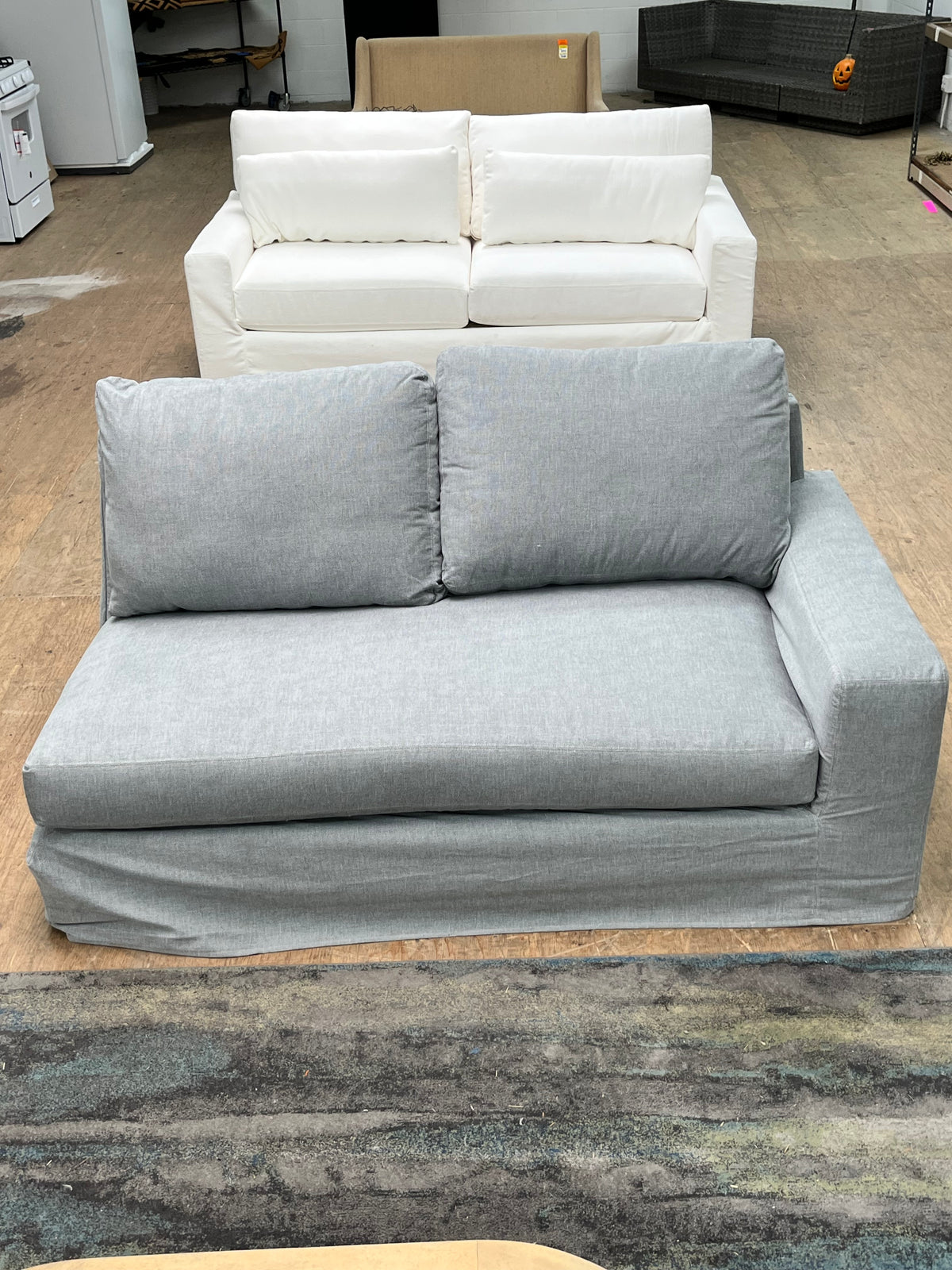 Slipcovered 71" Light Blue Sofa