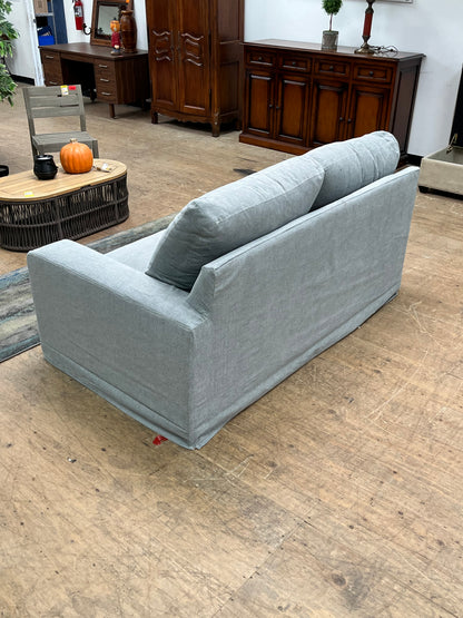 Slipcovered 71" Light Blue Sofa