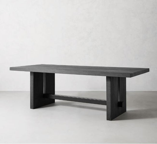 Black Solid Wood Rectangle Dining Table