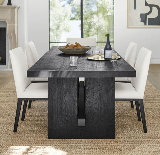 Black Solid Wood Rectangle Dining Table