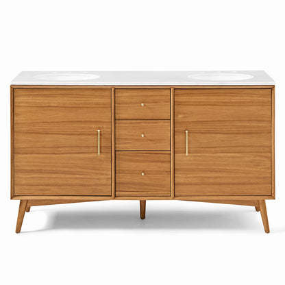 Mid-Century Style Double Sink Vanity