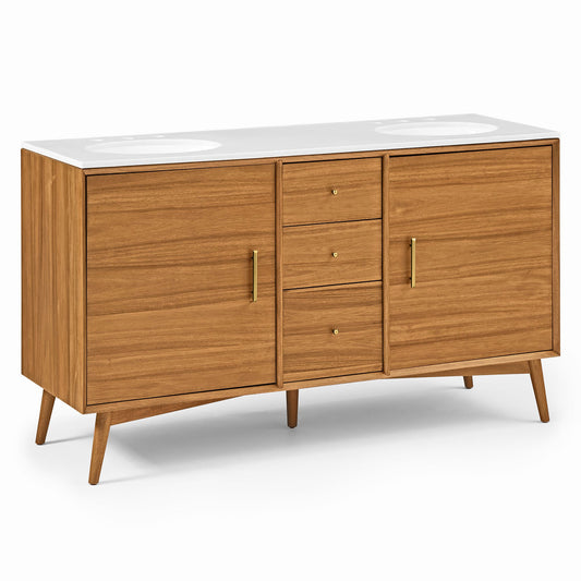 Mid-Century Style Double Sink Vanity