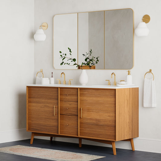 Mid-Century Style Double Sink Vanity