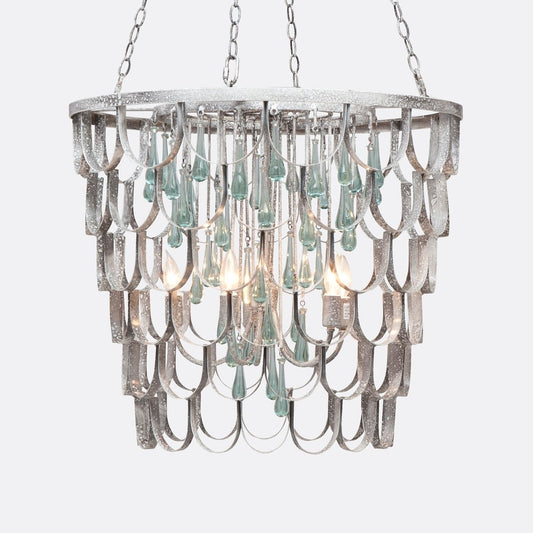 Speckled Metal 5-Light Chandelier - Glass Drops Not Included