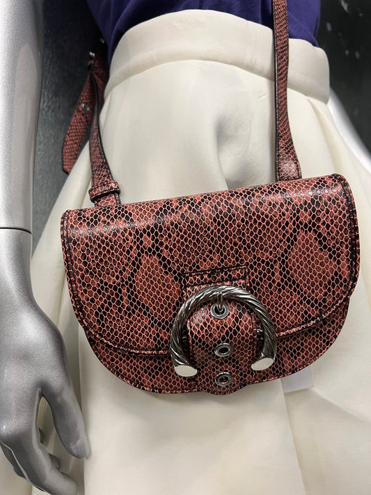 Pink Snakeprint Crossbody Handbag